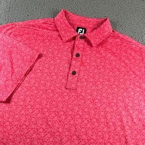 FootJoy Polo Mens L Pink Floral Short Sleeve Golf Shirt Stretch Performance